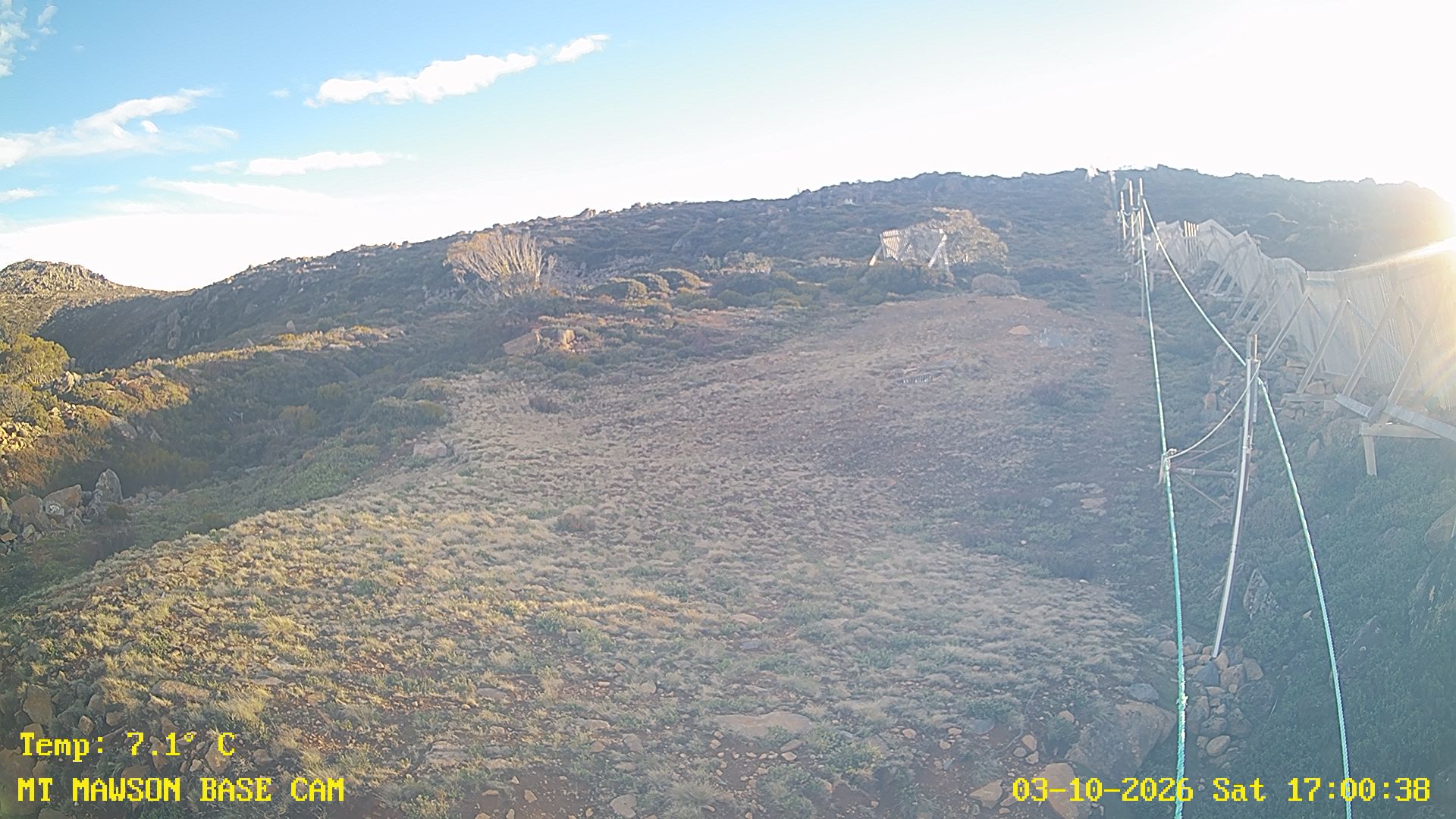 Mt Mawson Base Cam #1 snow cam captured at 3 October 2026 at 5:06 pm AEST