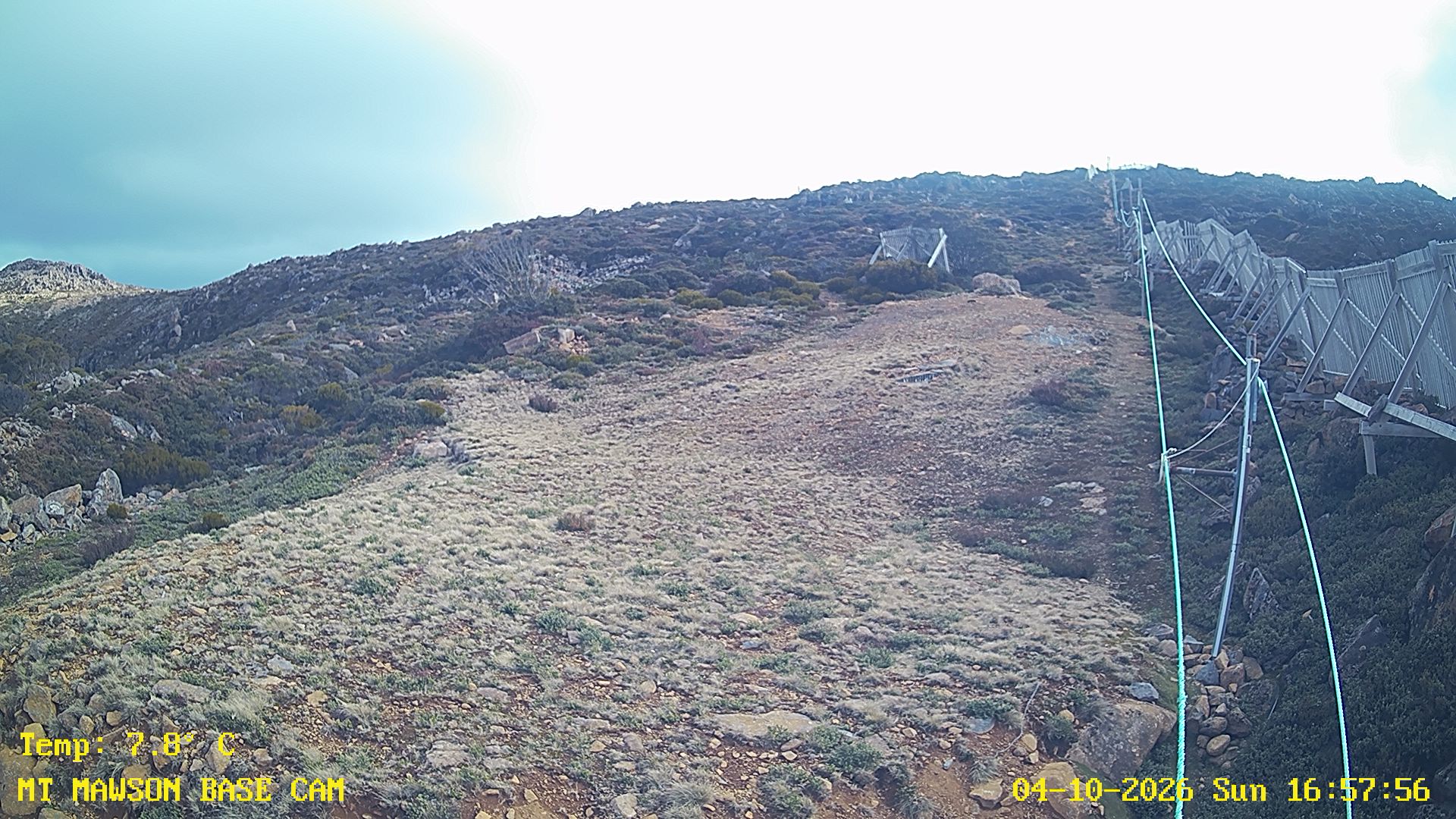 Mt Mawson Base Cam #1 snow cam captured at 4 October 2026 at 5:12 pm AEDT