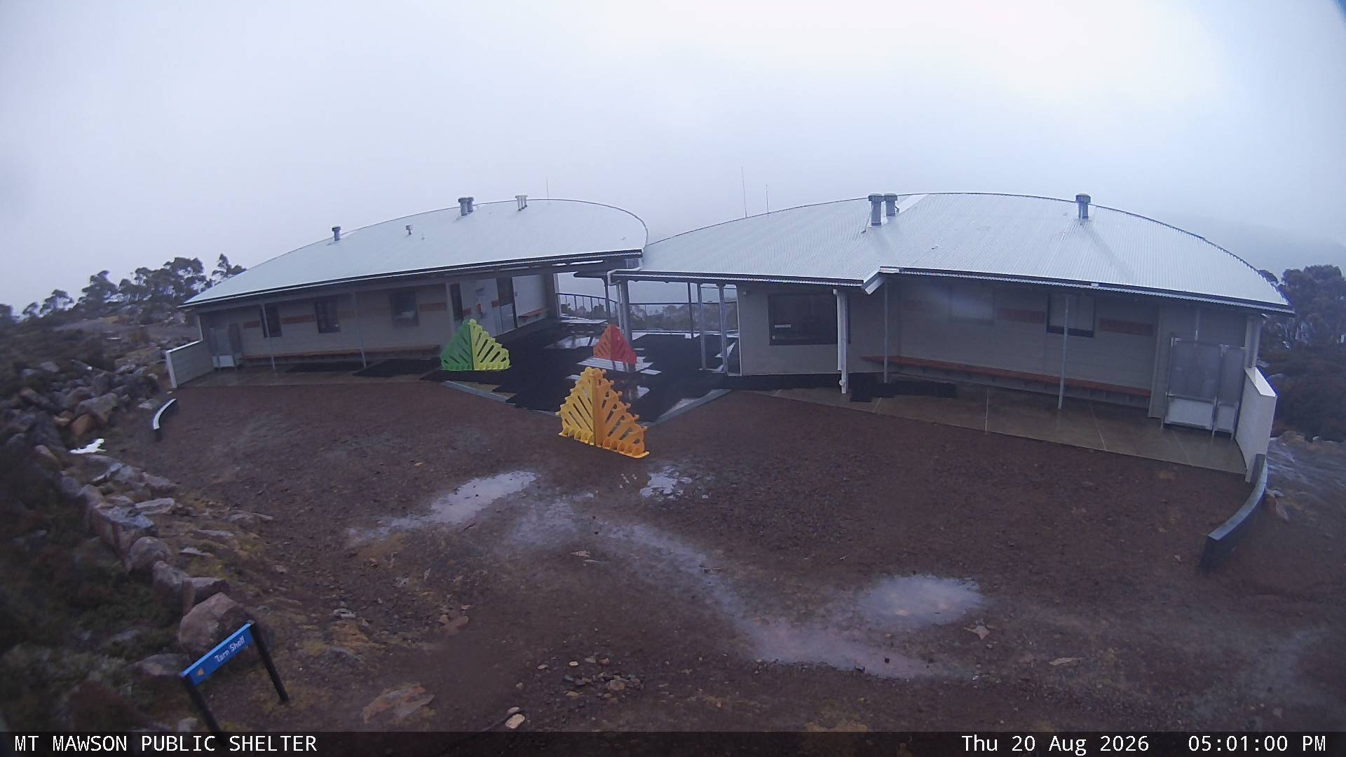 Mt Mawson Public Shelter snow cam captured at 20 August 2026 at 5:12 pm AEST