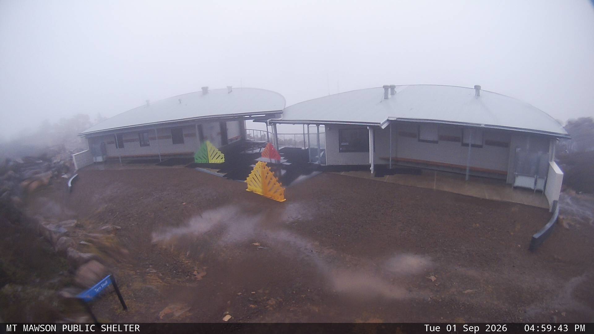 Mt Mawson Public Shelter snow cam captured at 1 September 2026 at 5:41 pm AEST