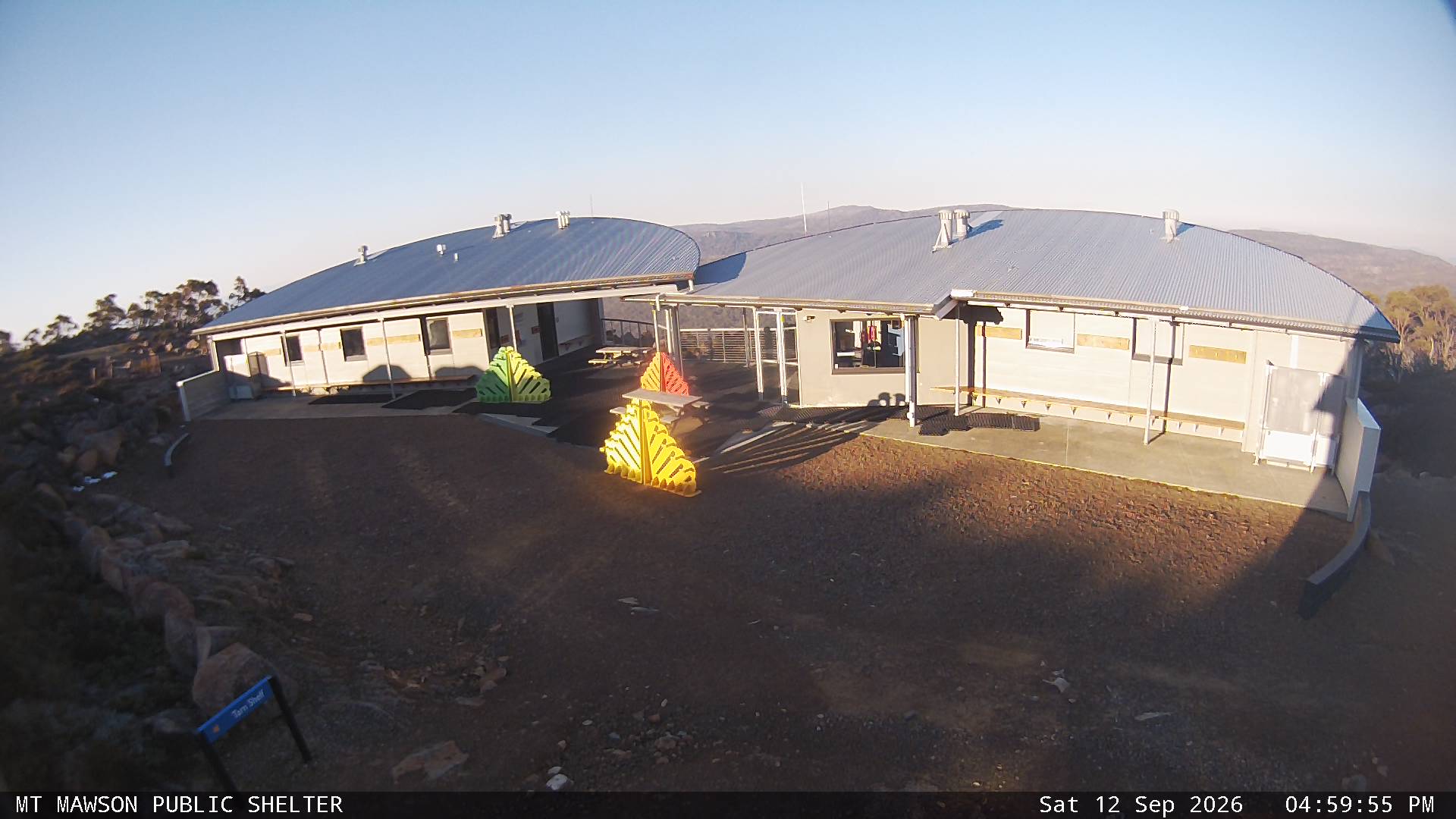 Mt Mawson Public Shelter snow cam captured at 12 September 2026 at 5:09 pm AEST