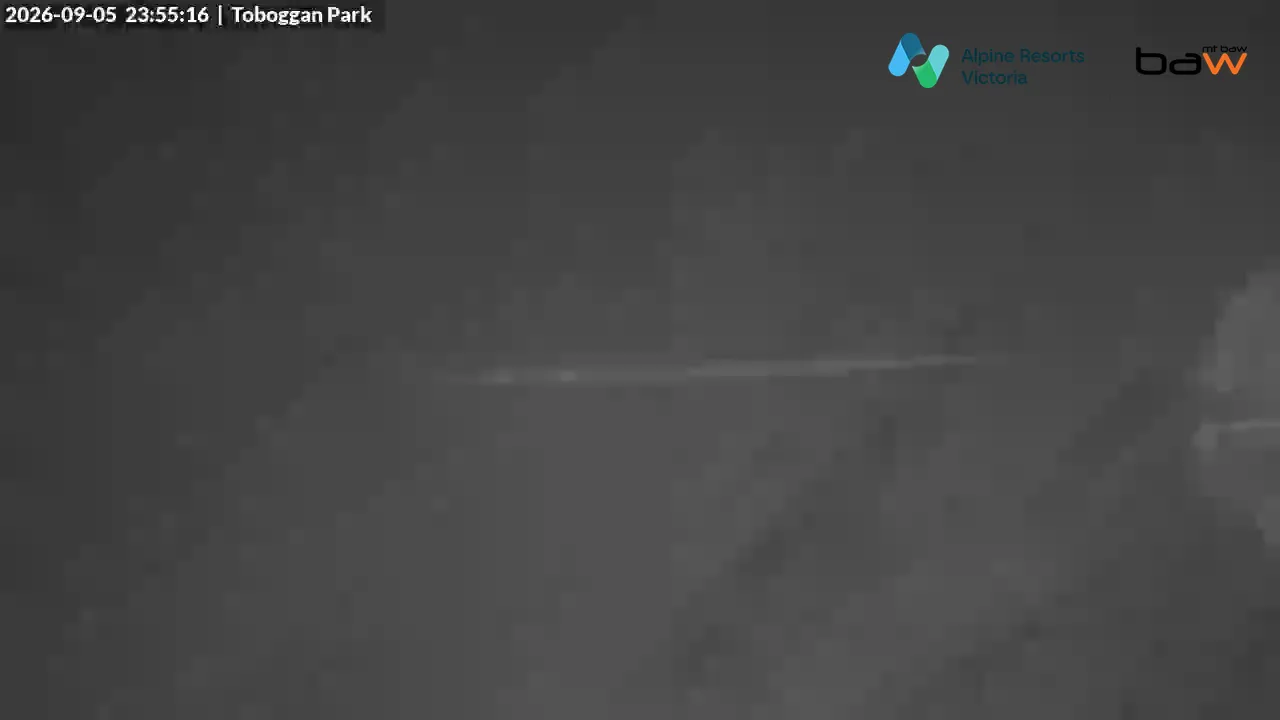 Mt Baw Baw Toboggan Park snow cam captured at 5 September 2026 at 11:55 pm AEST
