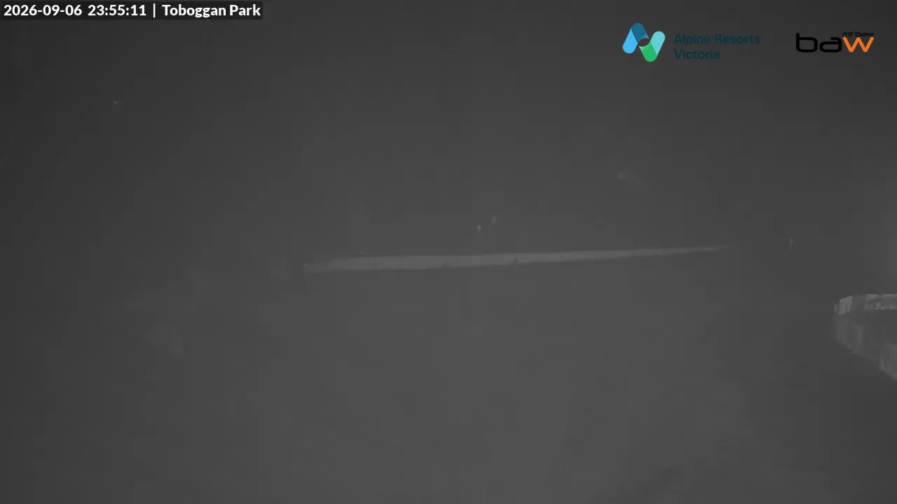 Mt Baw Baw Toboggan Park snow cam captured at 6 September 2026 at 11:57 pm AEST