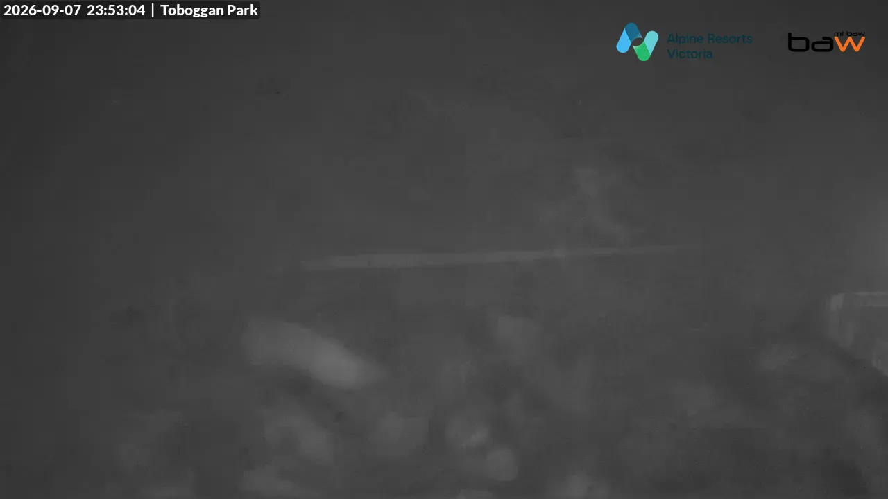 Mt Baw Baw Toboggan Park snow cam captured at 7 September 2026 at 11:54 pm AEST