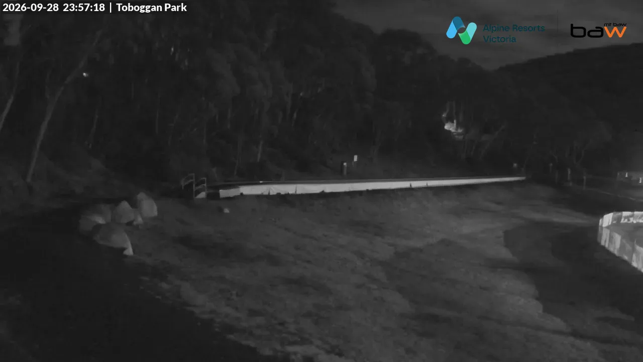Mt Baw Baw Toboggan Park snow cam captured at 28 September 2026 at 11:58 pm AEST