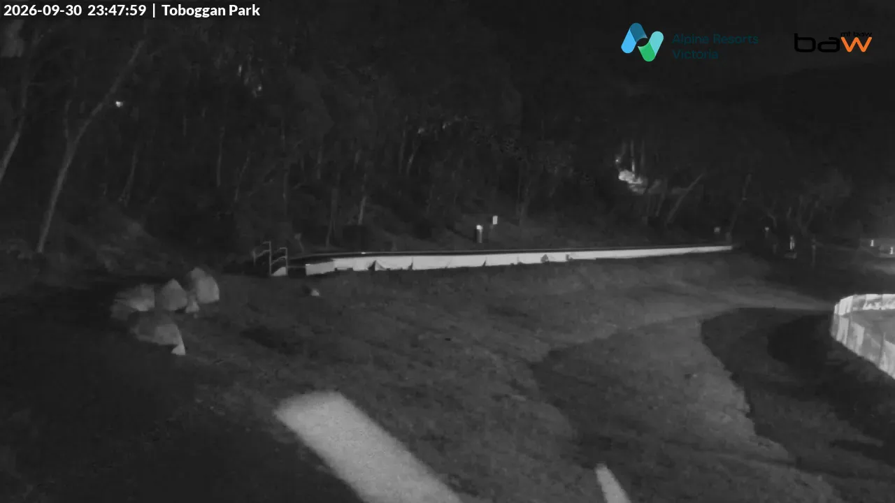 Mt Baw Baw Toboggan Park snow cam captured at 30 September 2026 at 11:49 pm AEST