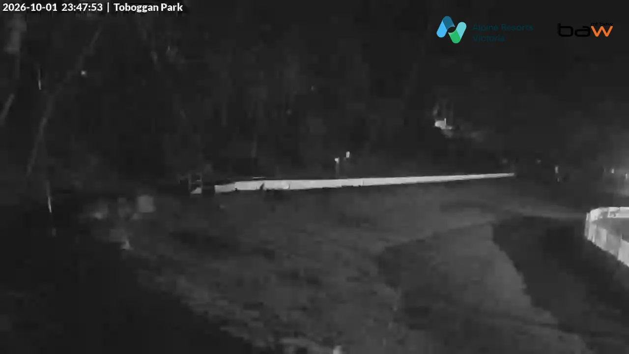 Mt Baw Baw Toboggan Park snow cam captured at 1 October 2026 at 11:49 pm AEST