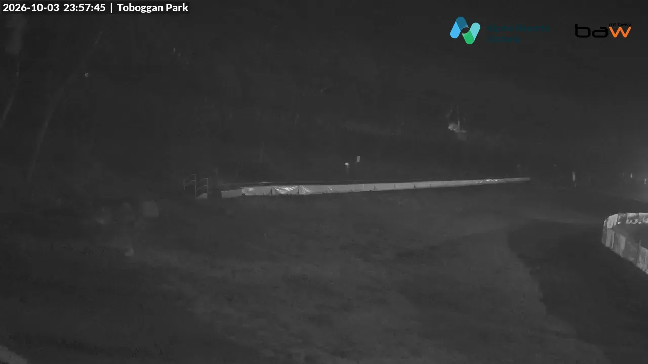 Mt Baw Baw Toboggan Park snow cam captured at 3 October 2026 at 11:58 pm AEST