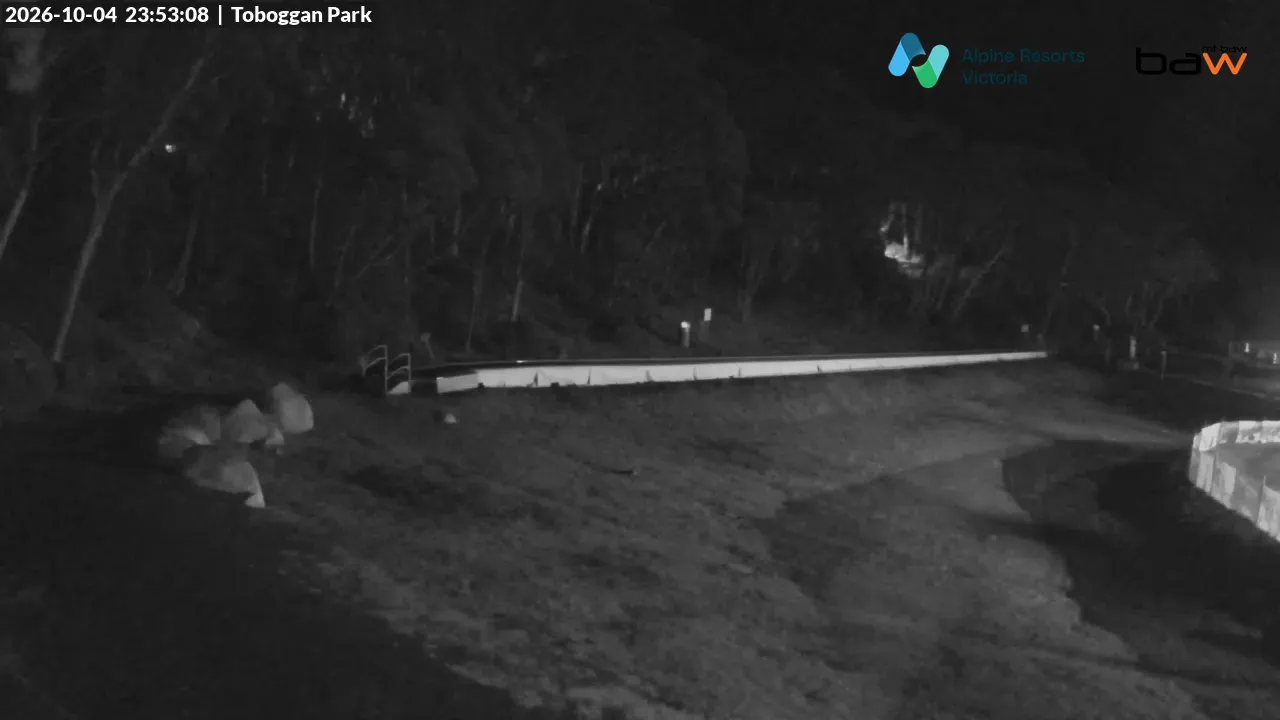 Mt Baw Baw Toboggan Park snow cam captured at 4 October 2026 at 11:55 pm AEDT
