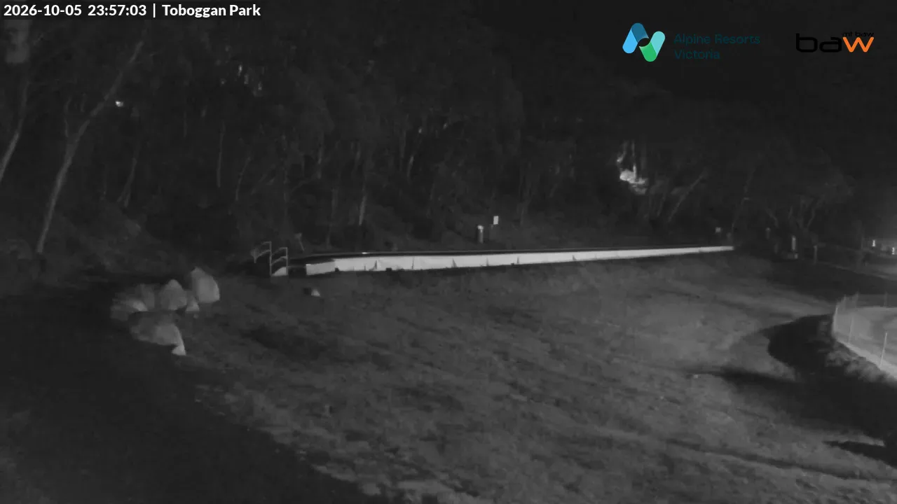 Mt Baw Baw Toboggan Park snow cam captured at 5 October 2026 at 11:58 pm AEDT