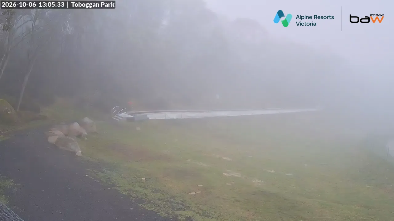 Mt Baw Baw Toboggan Park snow cam captured at 6 October 2026 at 1:06 pm AEDT