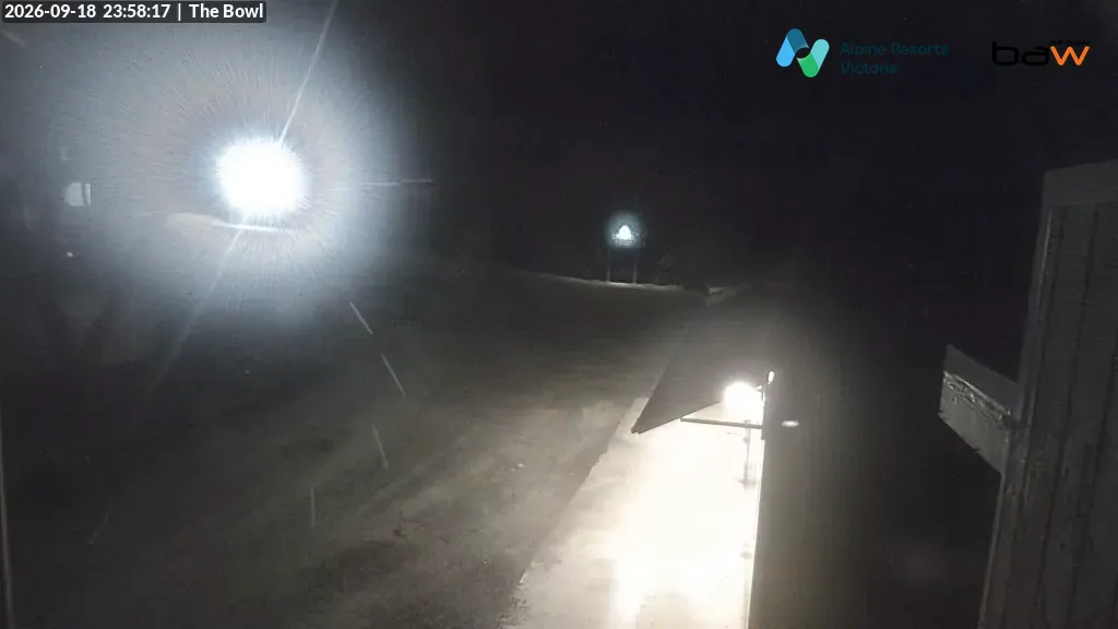 Mt Baw Baw The Bowl snow cam captured at 18 September 2026 at 11:59 pm AEST