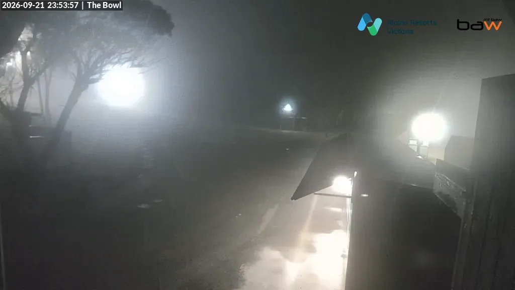 Mt Baw Baw The Bowl snow cam captured at 21 September 2026 at 11:54 pm AEST