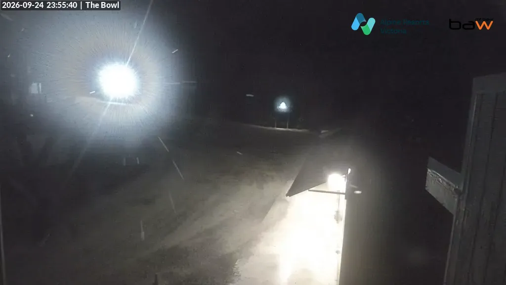 Mt Baw Baw The Bowl snow cam captured at 24 September 2026 at 11:55 pm AEST