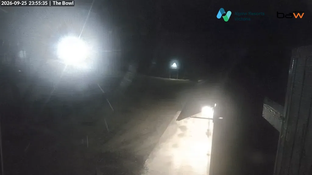 Mt Baw Baw The Bowl snow cam captured at 25 September 2026 at 11:56 pm AEST