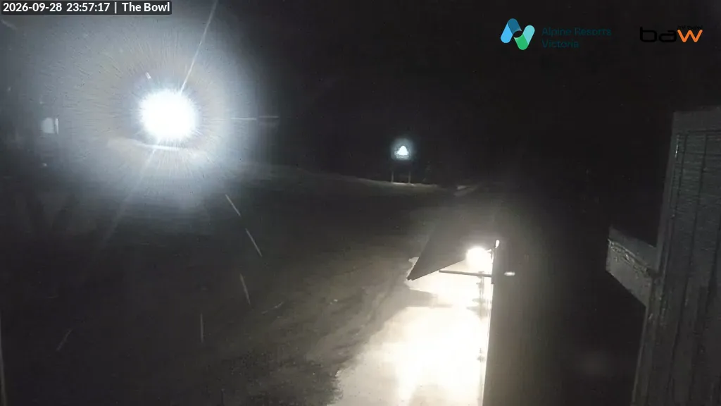 Mt Baw Baw The Bowl snow cam captured at 28 September 2026 at 11:58 pm AEST