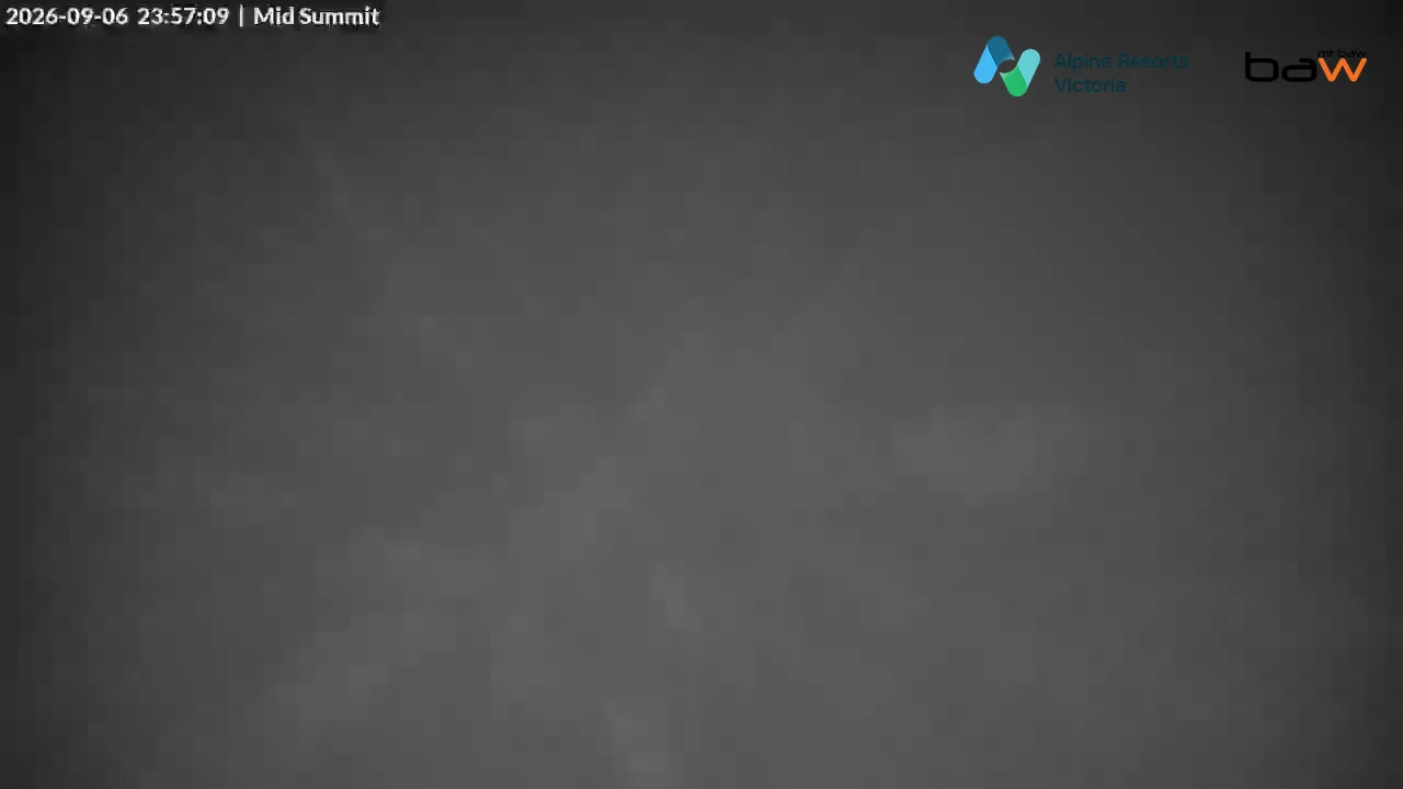 Mt Baw Baw Mid Summit snow cam captured at 6 September 2026 at 11:58 pm AEST