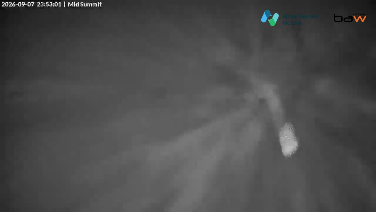 Mt Baw Baw Mid Summit snow cam captured at 7 September 2026 at 11:54 pm AEST