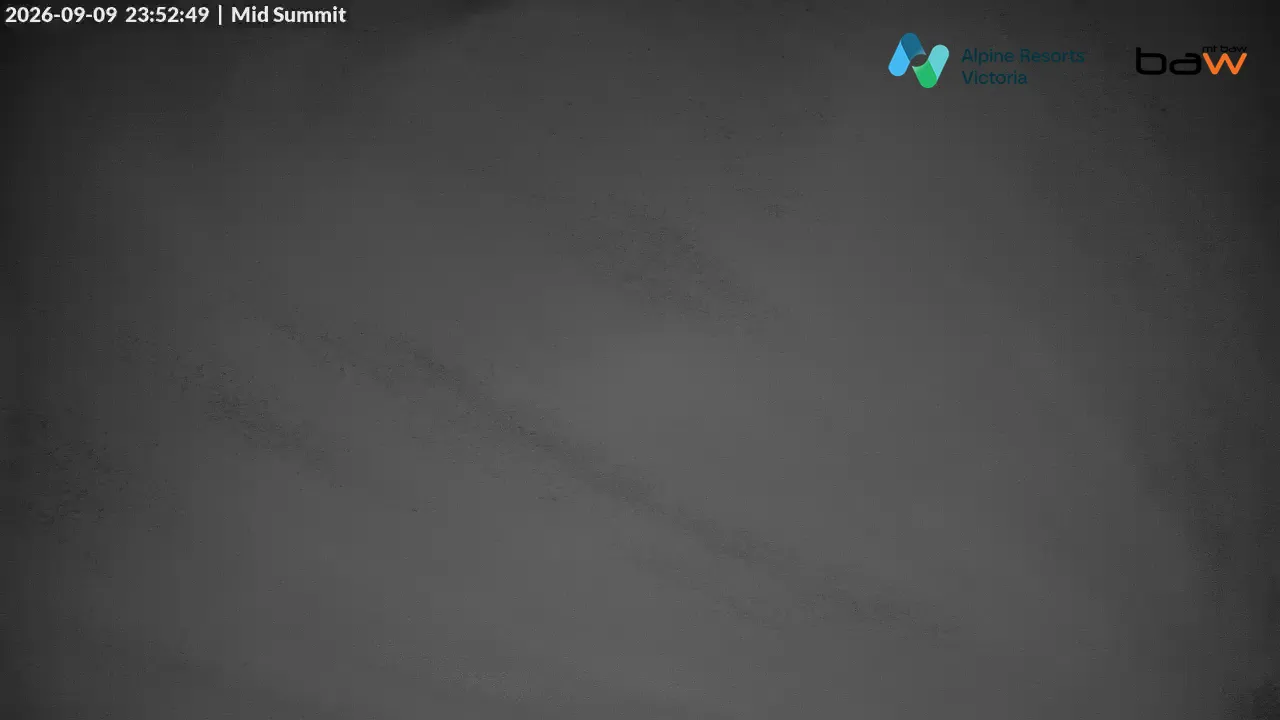 Mt Baw Baw Mid Summit snow cam captured at 9 September 2026 at 11:54 pm AEST