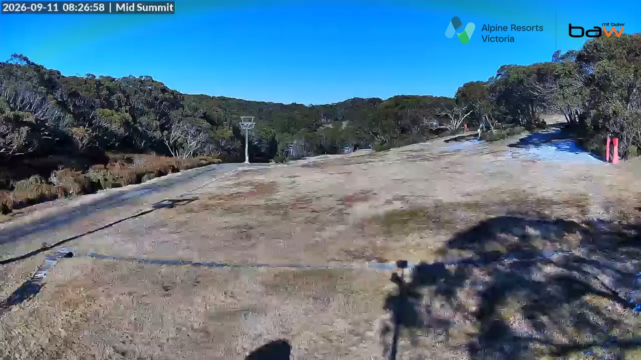 Mt Baw Baw Mid Summit snow cam captured at 11 September 2026 at 8:29 am AEST