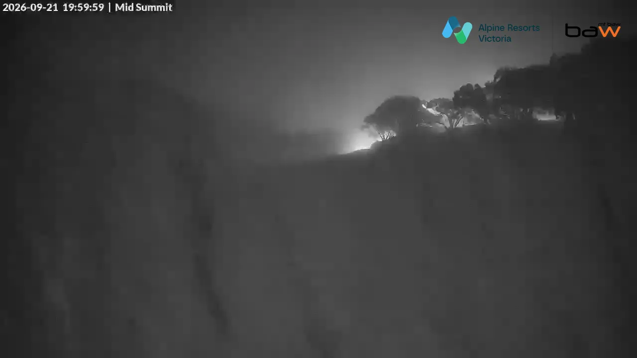 Mt Baw Baw Mid Summit snow cam captured at 21 September 2026 at 8:00 pm AEST