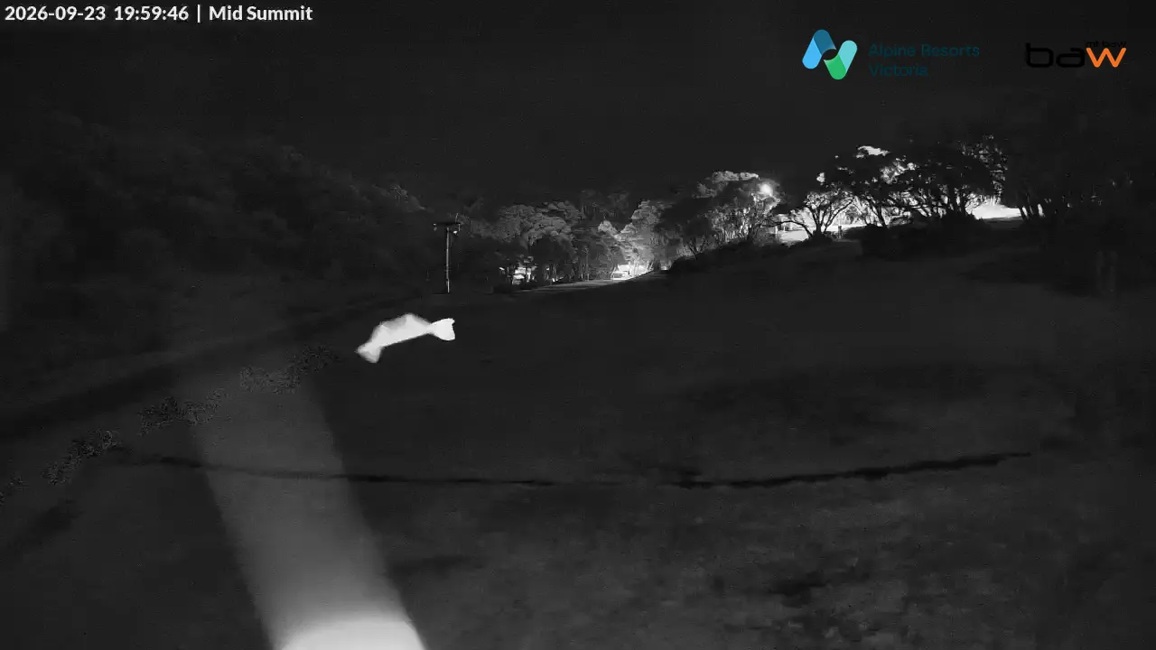 Mt Baw Baw Mid Summit snow cam captured at 23 September 2026 at 8:00 pm AEST
