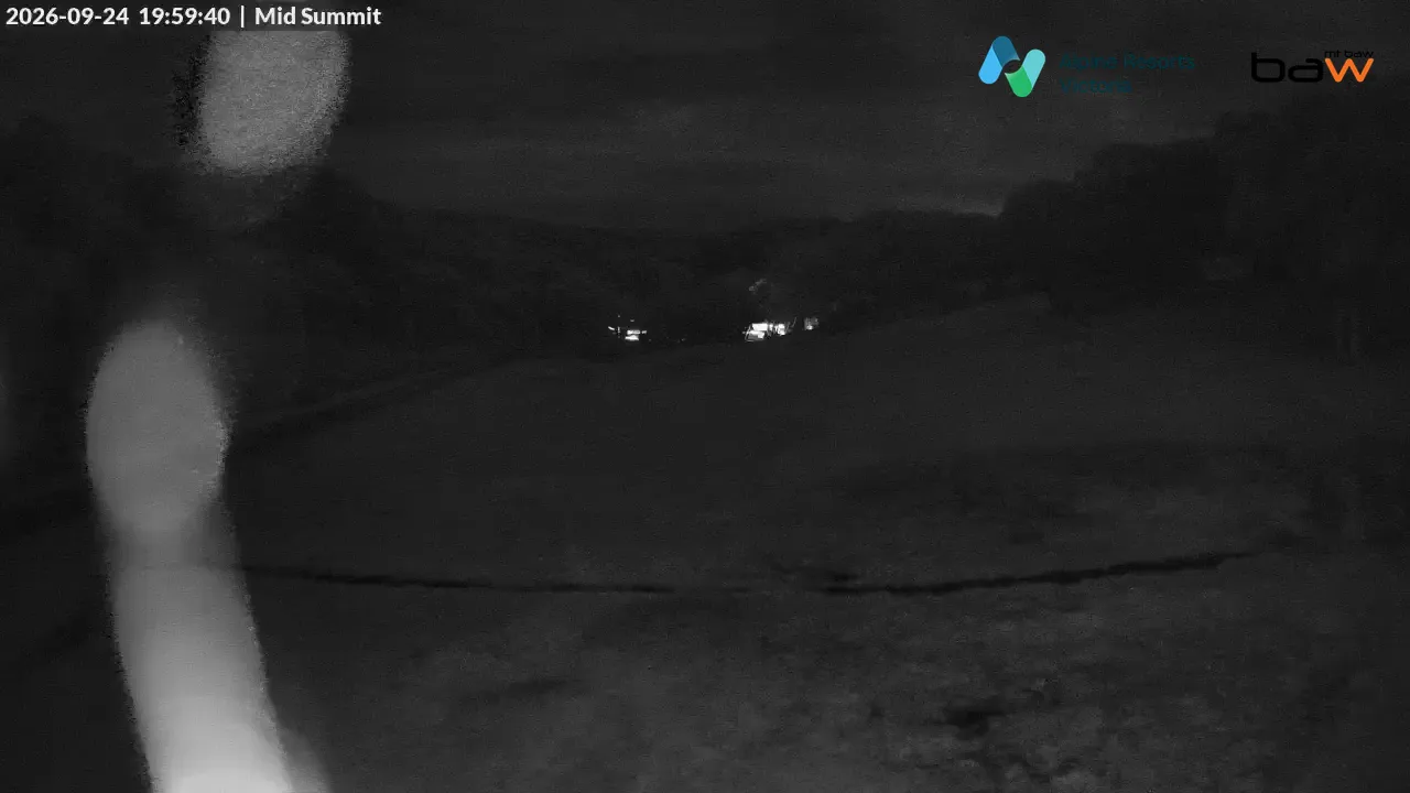 Mt Baw Baw Mid Summit snow cam captured at 24 September 2026 at 8:03 pm AEST