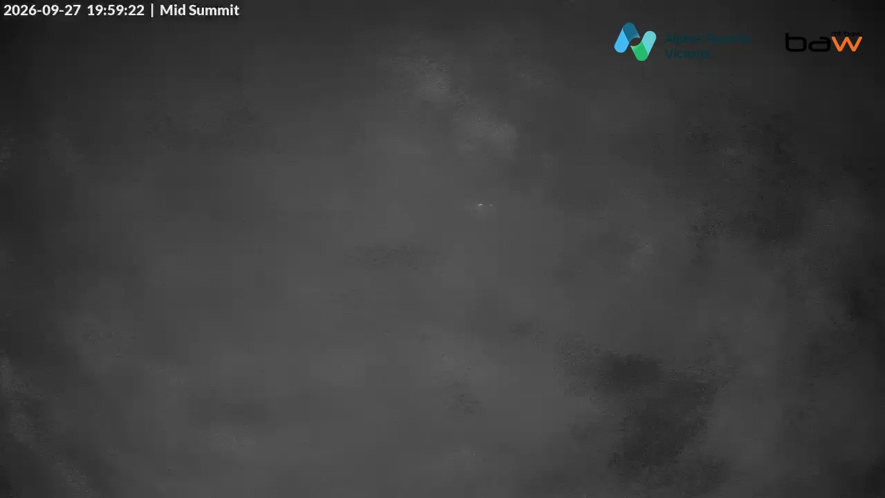 Mt Baw Baw Mid Summit snow cam captured at 27 September 2026 at 8:03 pm AEST