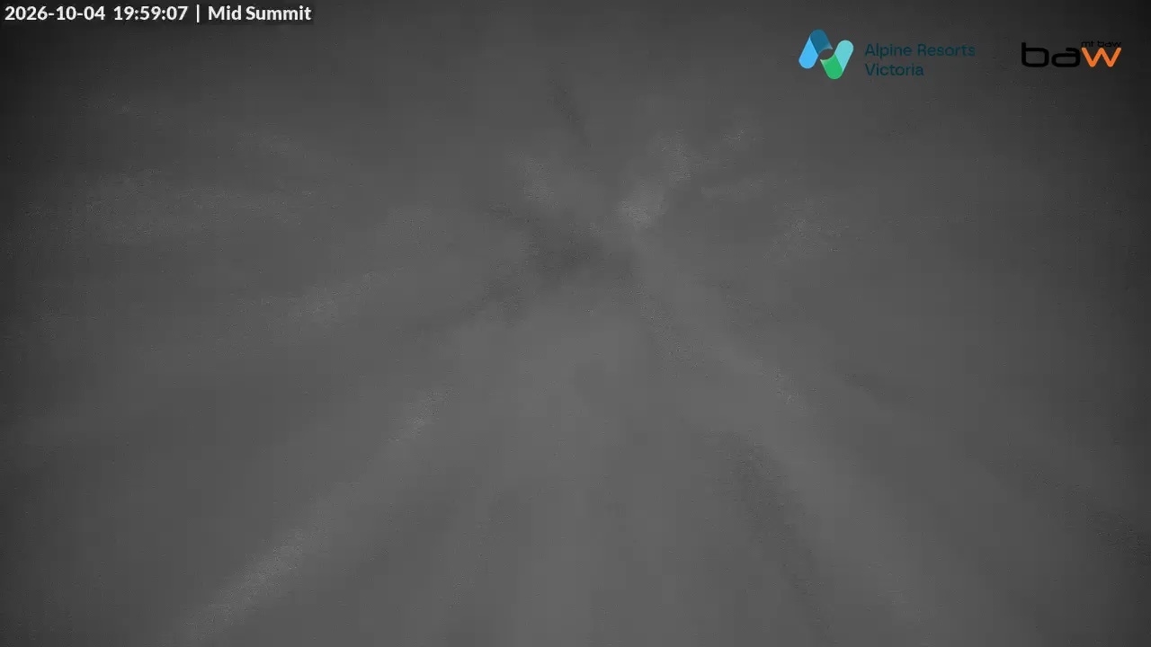 Mt Baw Baw Mid Summit snow cam captured at 4 October 2026 at 8:06 pm AEDT