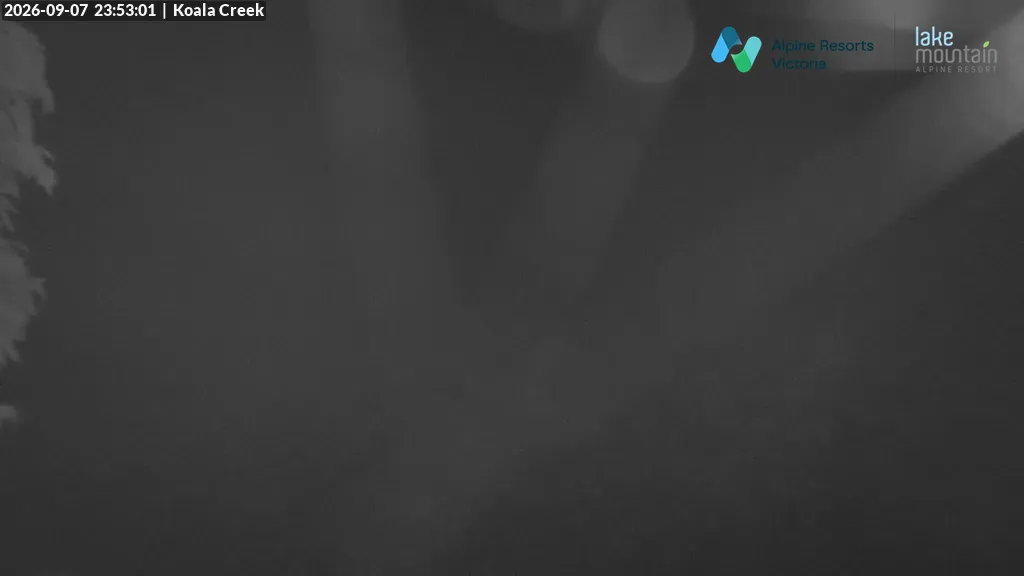 Lake Mountain Koala Creek snow cam captured at 7 September 2026 at 11:54 pm AEST