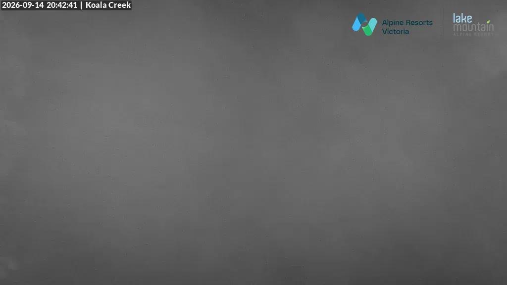 Lake Mountain Koala Creek snow cam captured at 14 September 2026 at 8:44 pm AEST