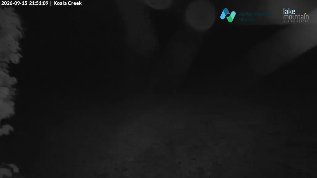 Lake Mountain Koala Creek snow cam captured at 15 September 2026 at 9:51 pm AEST