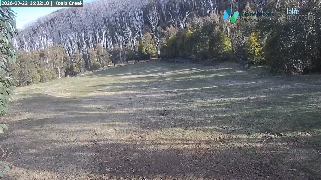Lake Mountain Koala Creek snow cam captured at 22 September 2026 at 4:35 pm AEST