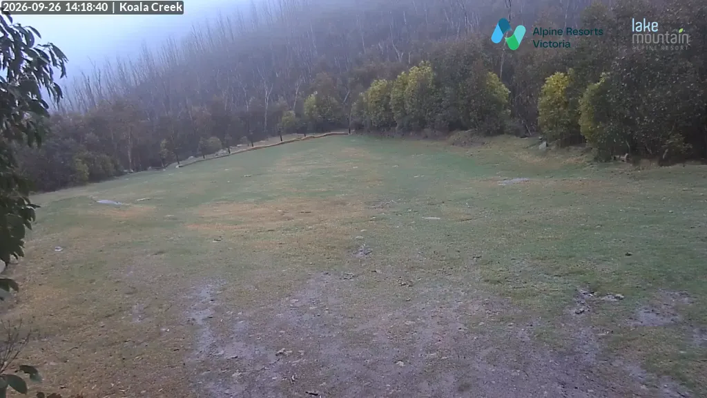 Lake Mountain Koala Creek snow cam captured at 26 September 2026 at 2:23 pm AEST