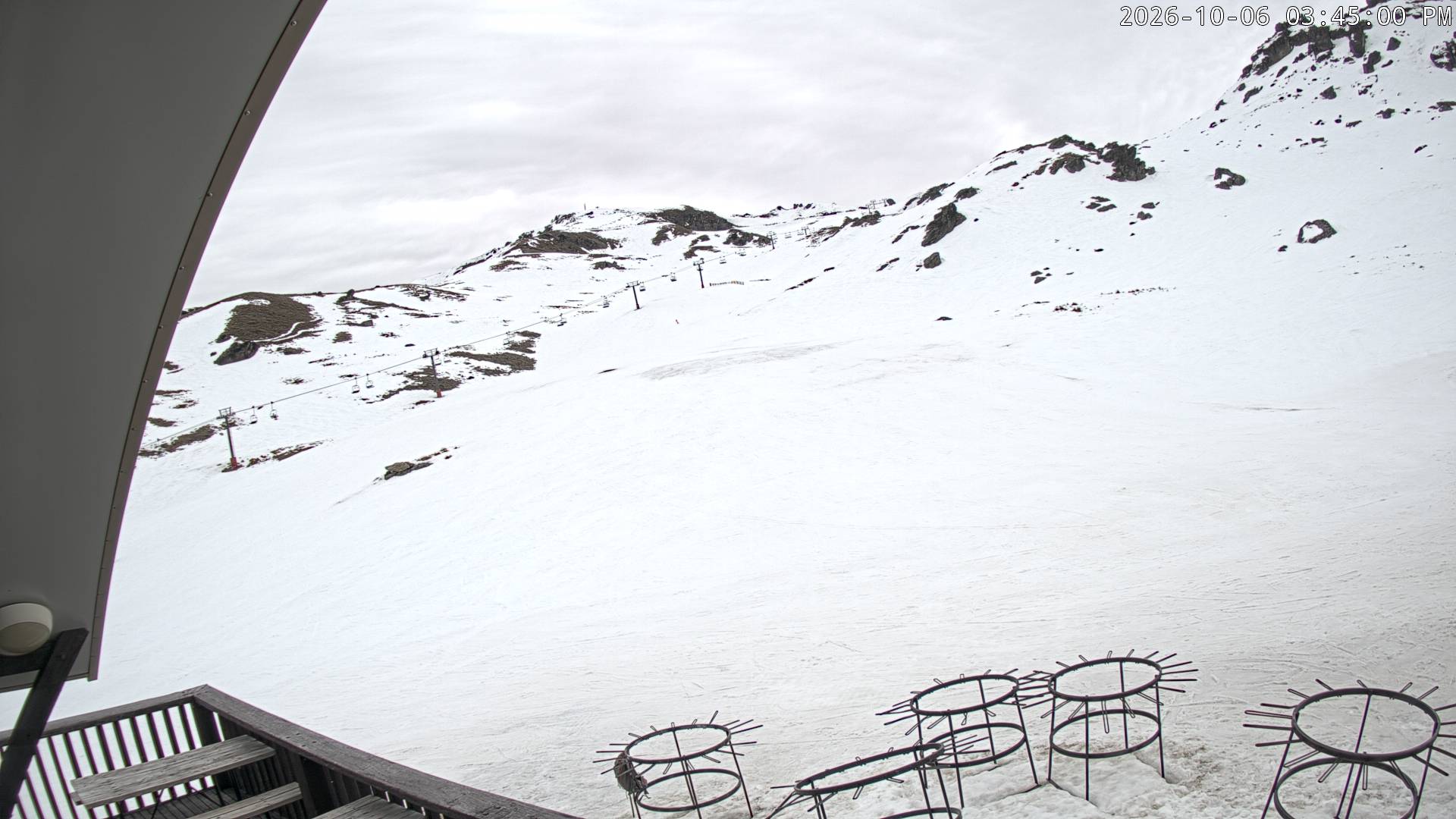 Cardrona Alpine Resort Captain's Basin snow cam captured at 6 October 2026 at 3:45 pm NZDT