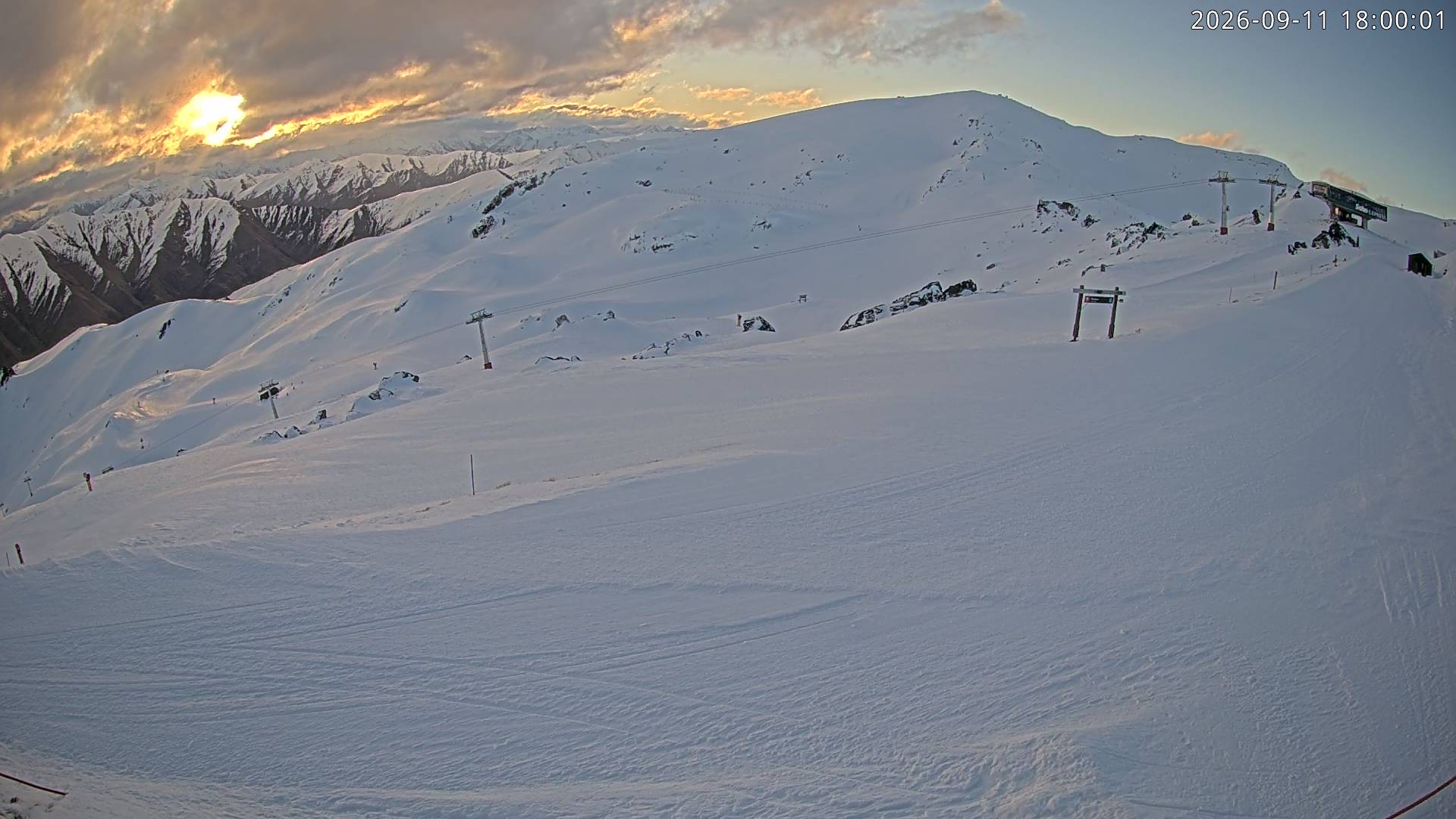 Cardrona Alpine Resort Soho Basin snow cam captured at 11 September 2026 at 6:07 pm NZST