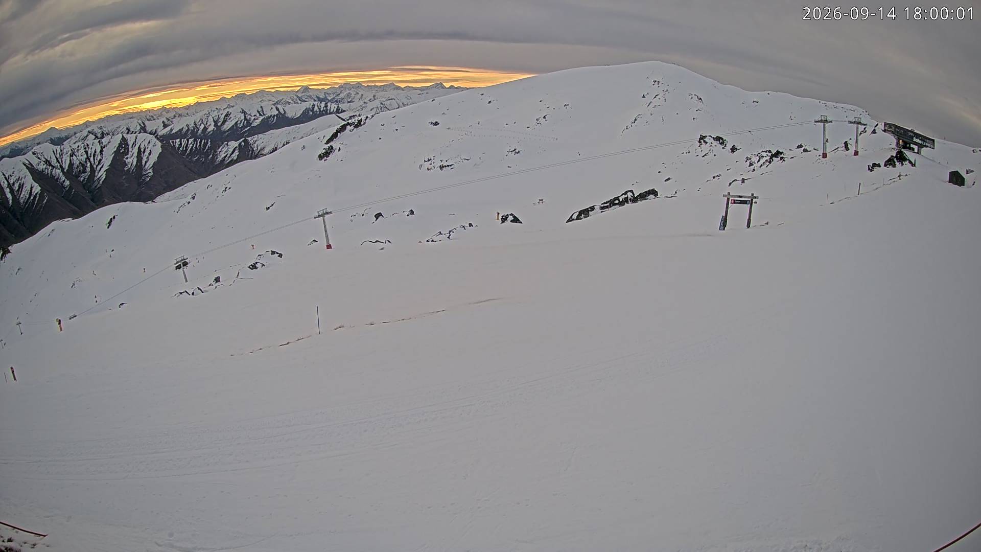 Cardrona Alpine Resort Soho Basin snow cam captured at 14 September 2026 at 6:09 pm NZST