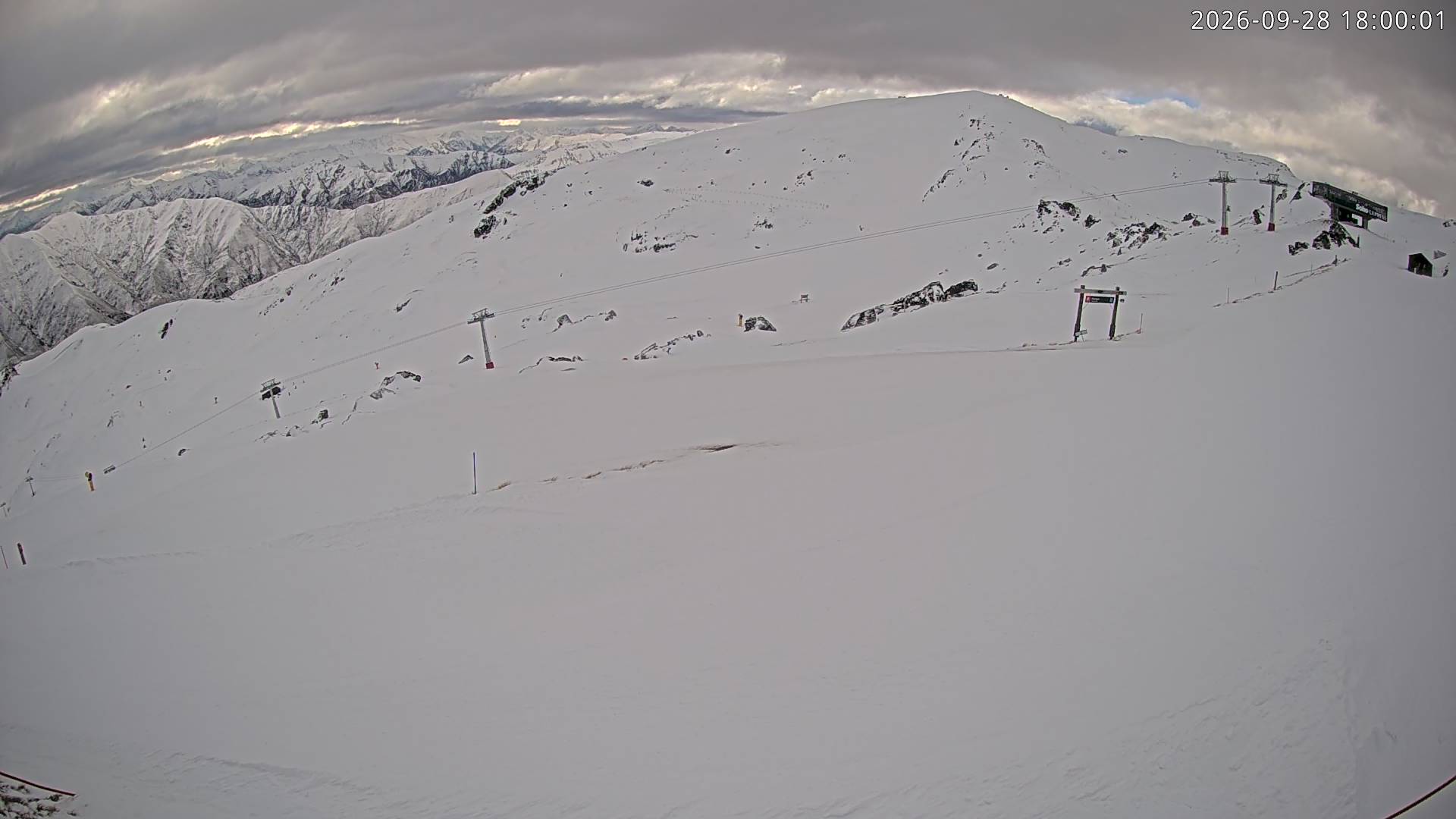 Cardrona Alpine Resort Soho Basin snow cam captured at 28 September 2026 at 6:06 pm NZDT