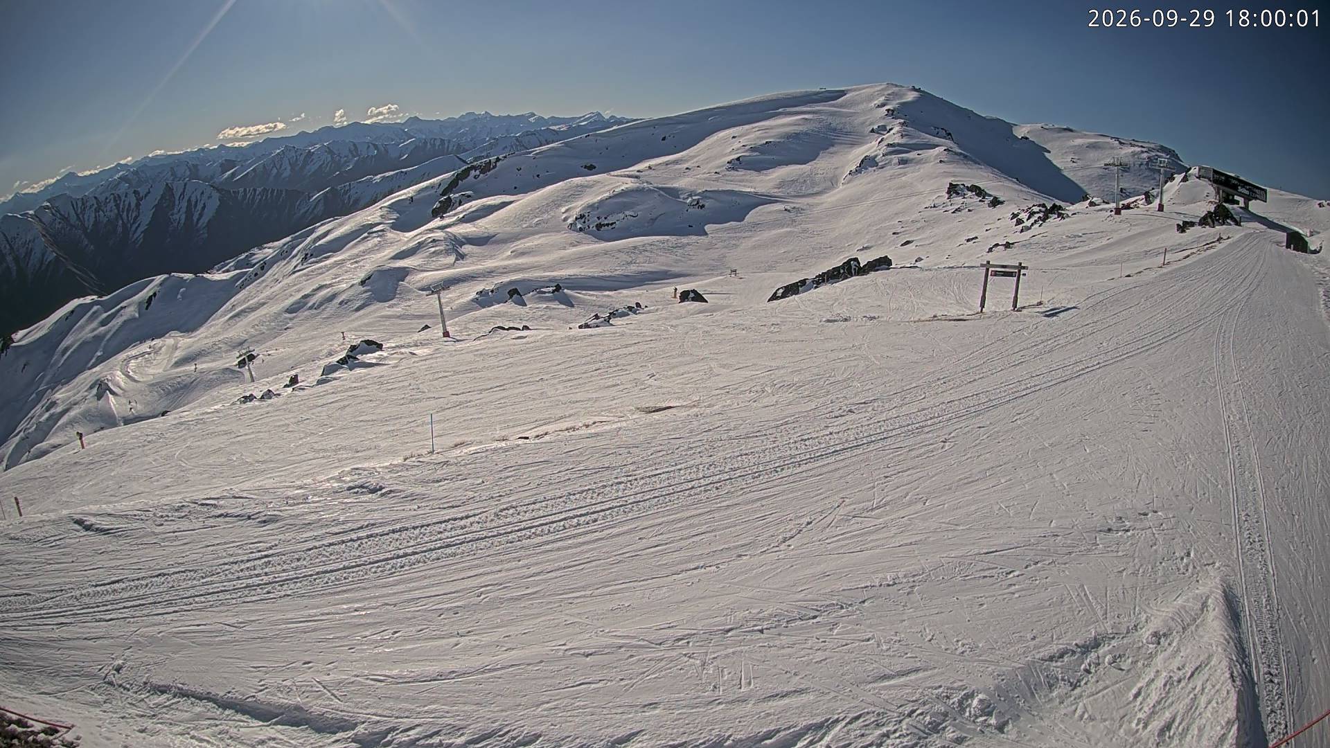 Cardrona Alpine Resort Soho Basin snow cam captured at 29 September 2026 at 6:00 pm NZDT