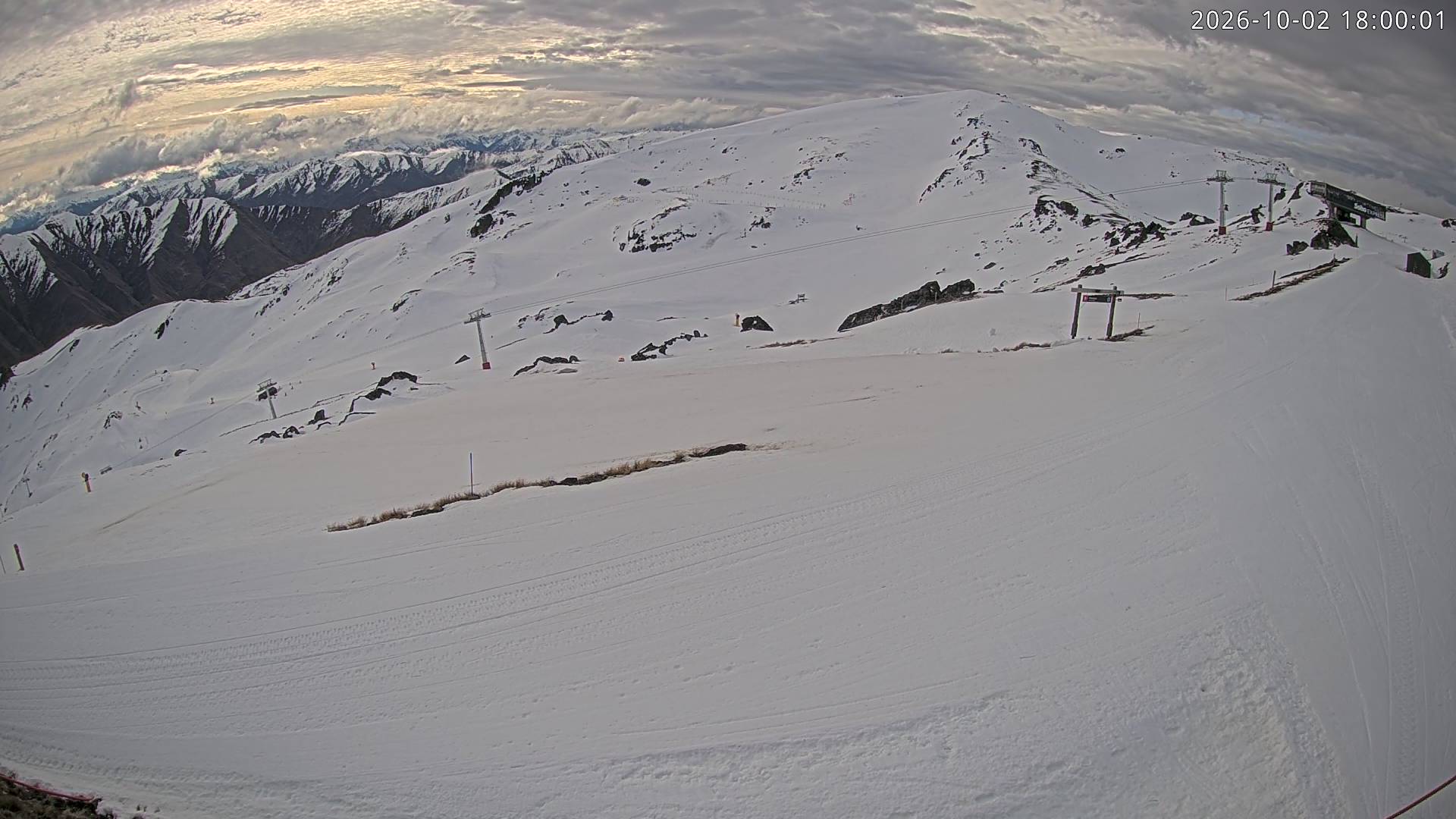 Cardrona Alpine Resort Soho Basin snow cam captured at 2 October 2026 at 6:15 pm NZDT