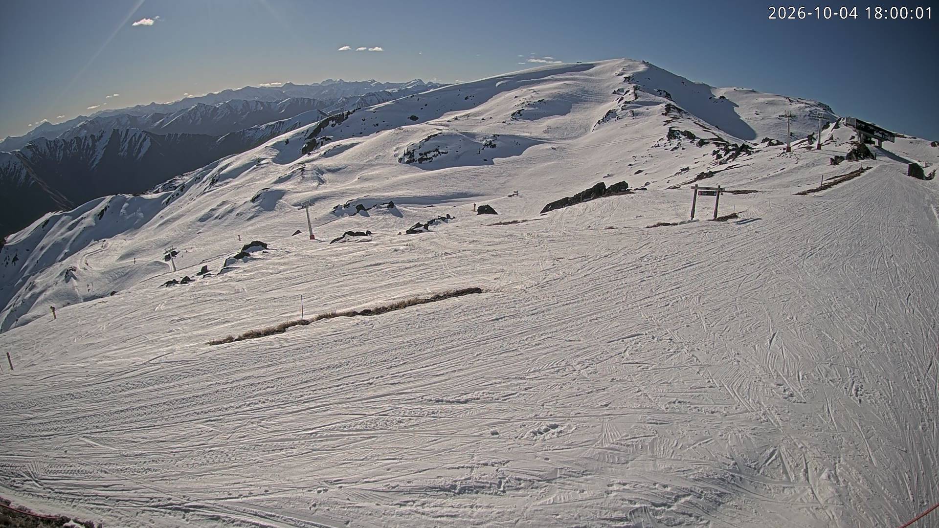 Cardrona Alpine Resort Soho Basin snow cam captured at 4 October 2026 at 6:07 pm NZDT