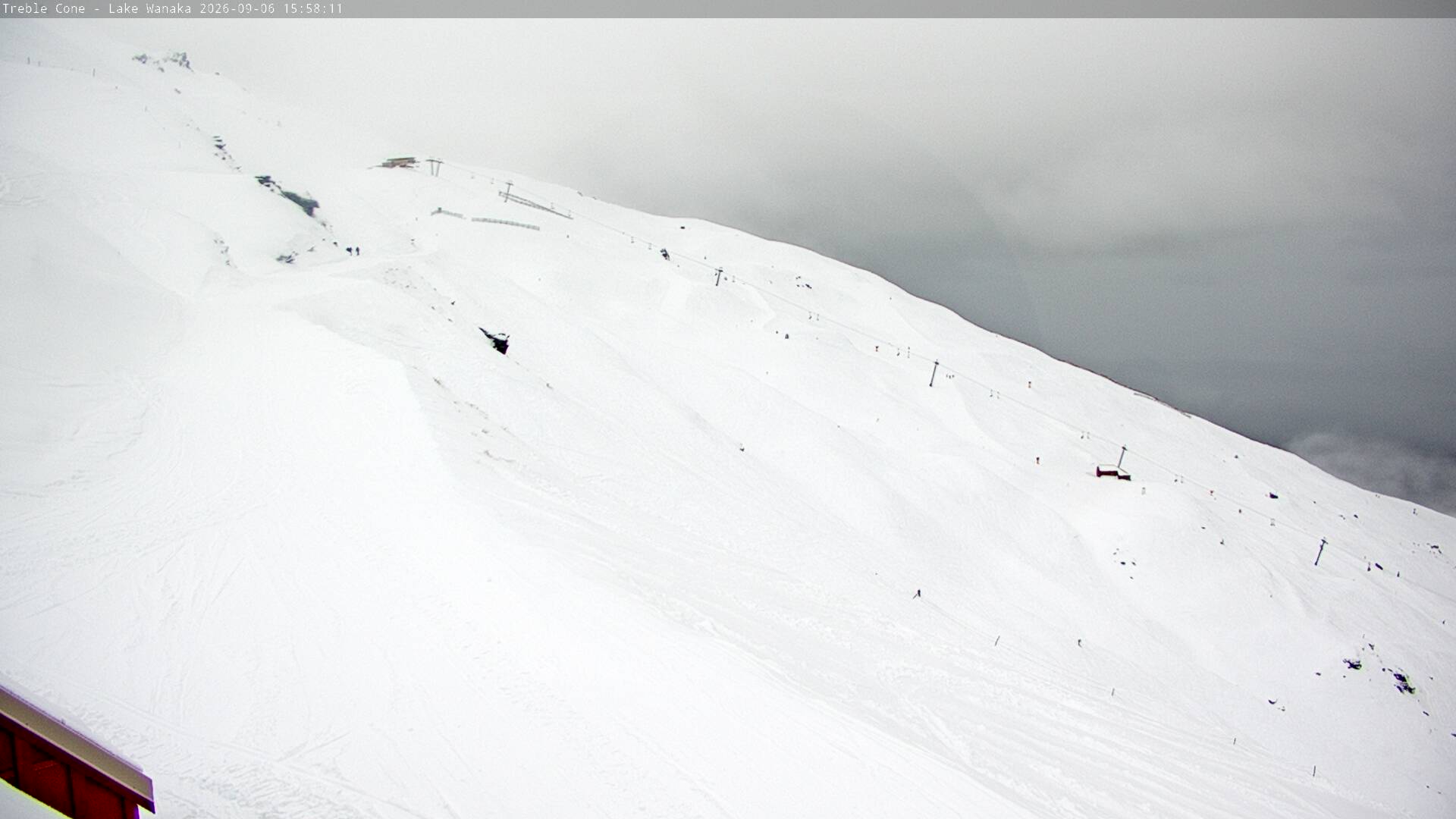 Treble Cone Home Basin snow cam captured at 6 September 2026 at 4:34 pm NZST