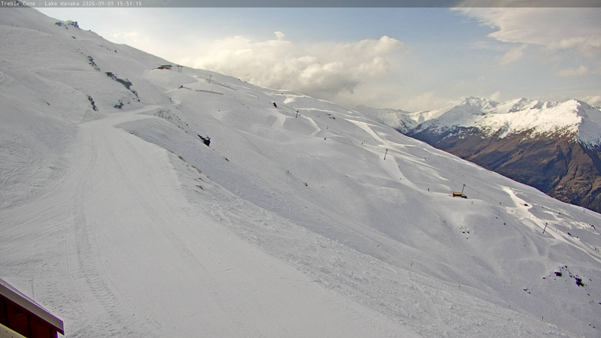 Treble Cone Home Basin snow cam captured at 9 September 2026 at 3:35 pm NZST