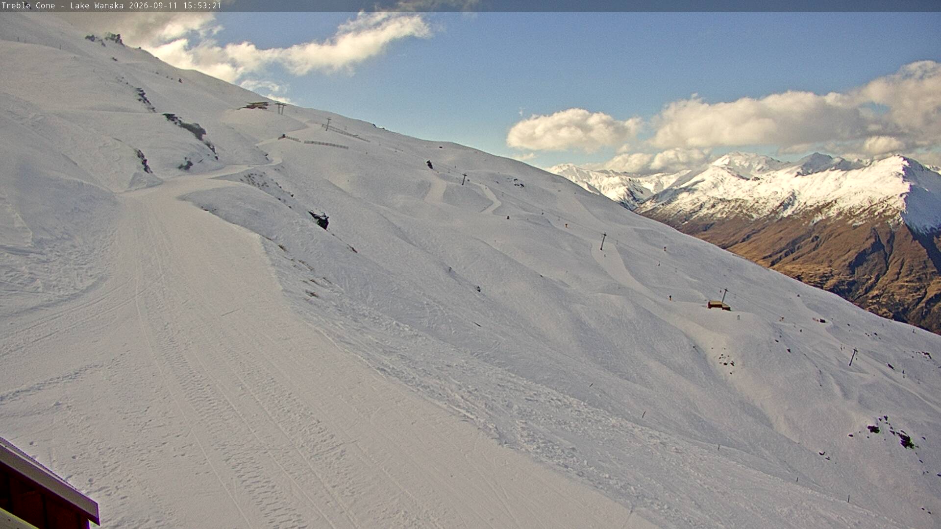 Treble Cone Home Basin snow cam captured at 11 September 2026 at 3:38 pm NZST