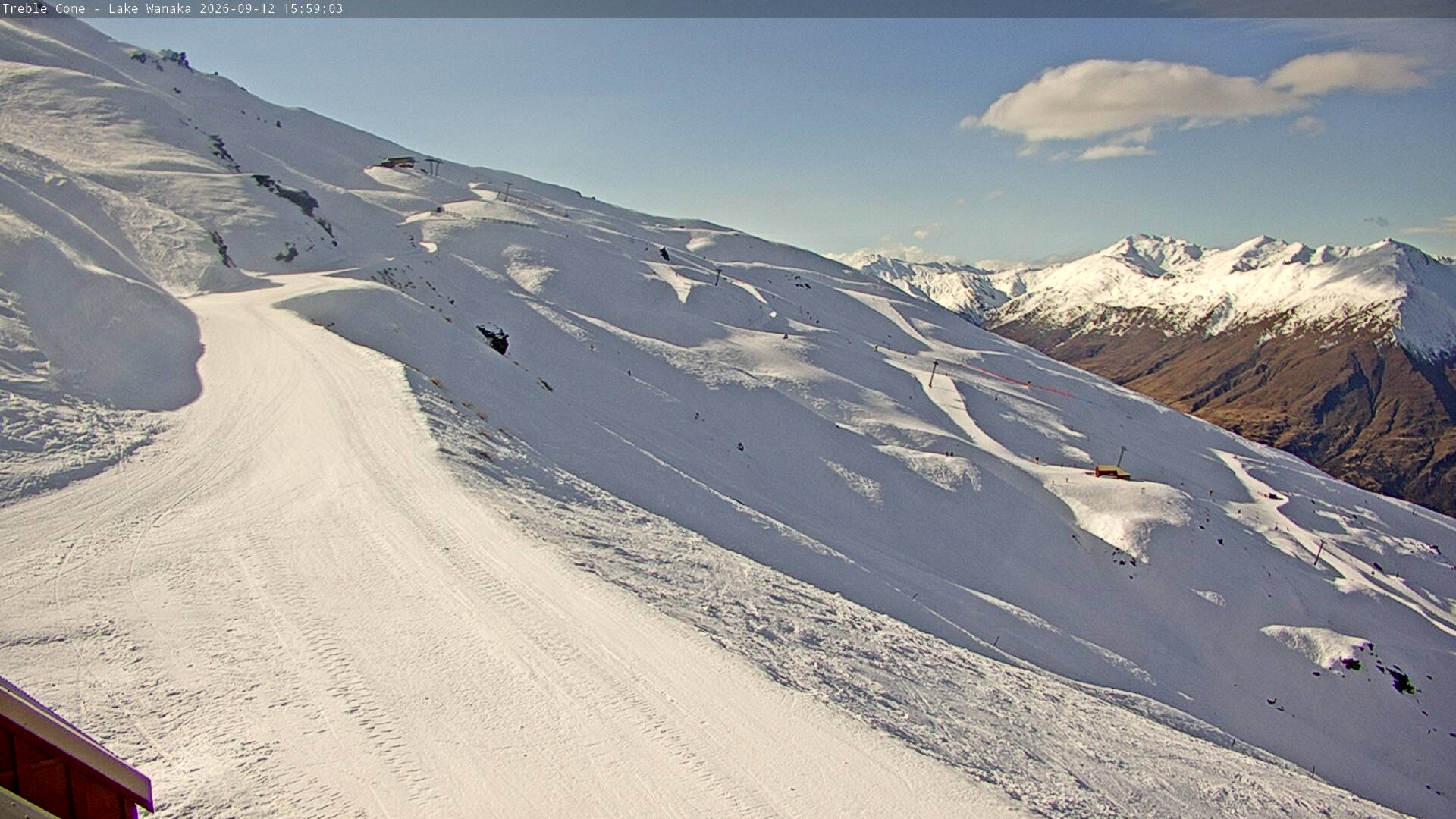 Treble Cone Home Basin snow cam captured at 12 September 2026 at 3:48 pm NZST