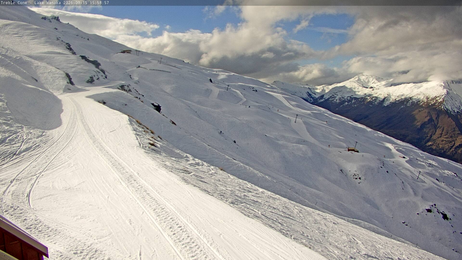 Treble Cone Home Basin snow cam captured at 15 September 2026 at 3:42 pm NZST