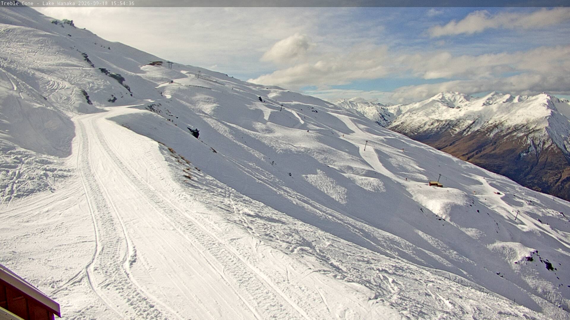 Treble Cone Home Basin snow cam captured at 18 September 2026 at 3:46 pm NZST