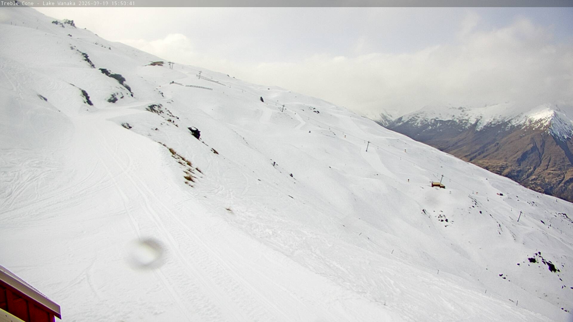 Treble Cone Home Basin snow cam captured at 19 September 2026 at 3:39 pm NZST