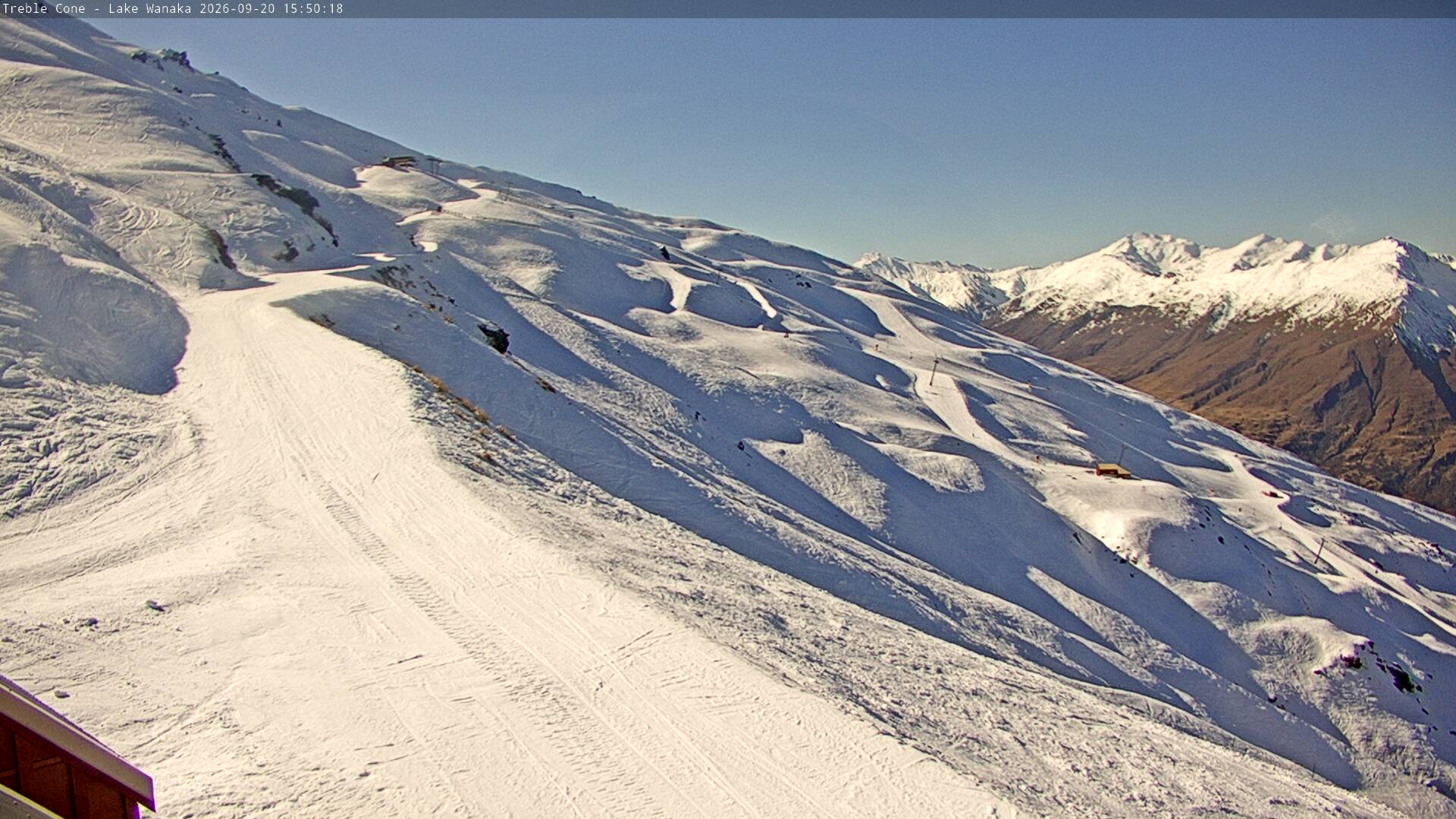 Treble Cone Home Basin snow cam captured at 20 September 2026 at 3:35 pm NZST