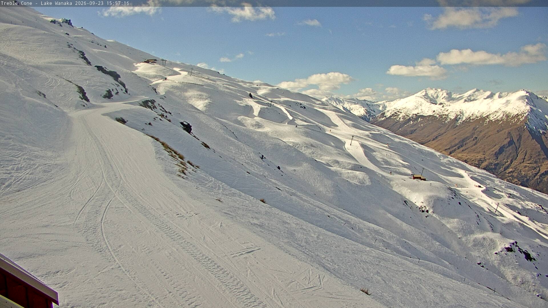 Treble Cone Home Basin snow cam captured at 23 September 2026 at 3:49 pm NZST